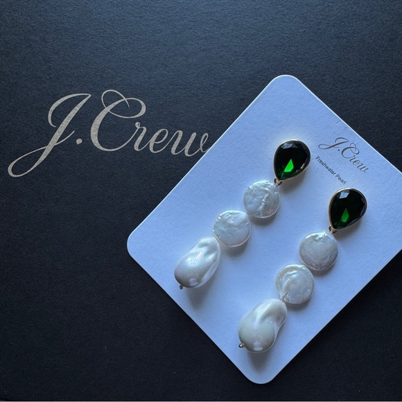 J. Crew Freshwater pearl and crystal drop earrings - Picture 3 of 5